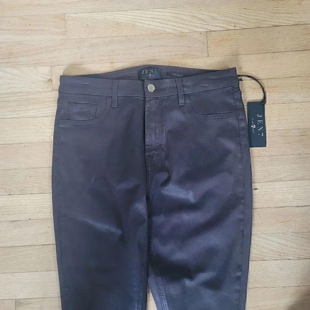 7 For All Mankind Chocolate Brown Faux Leather Pants Size 10 - Picture 11 of 11